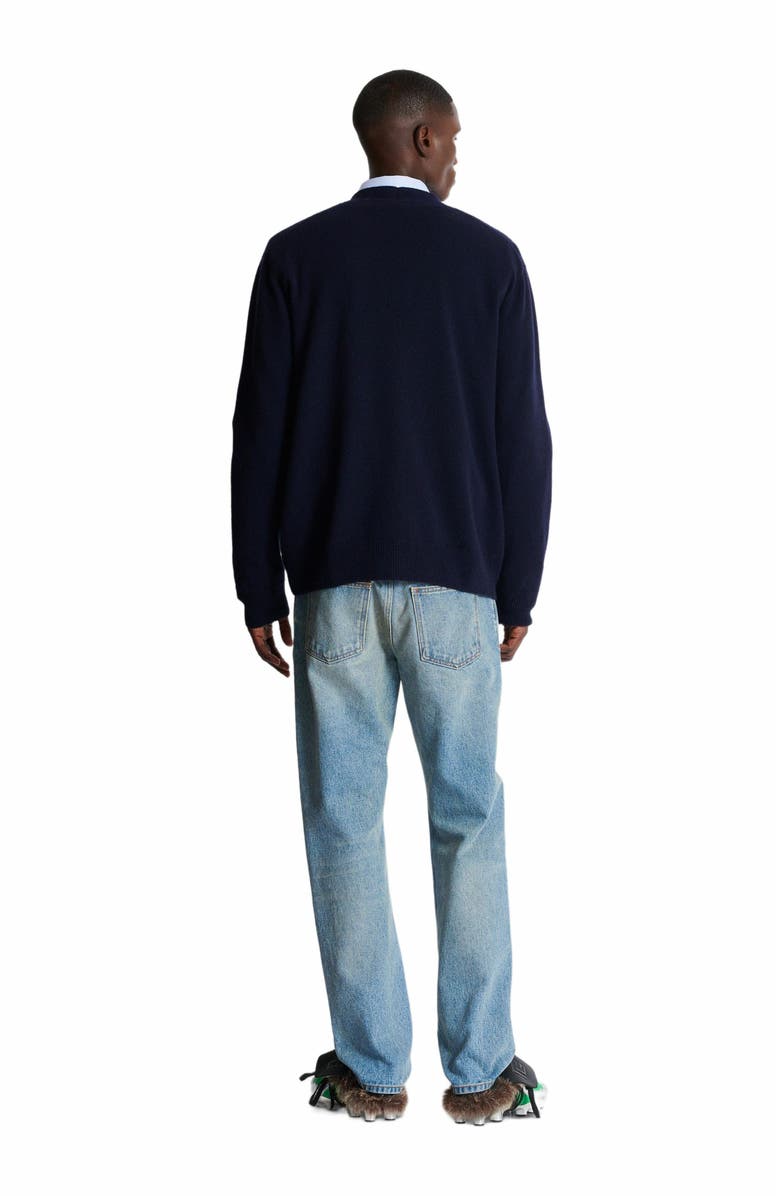 Balmain Eco-Cashmere Cardigan, Alternate, color, Navy