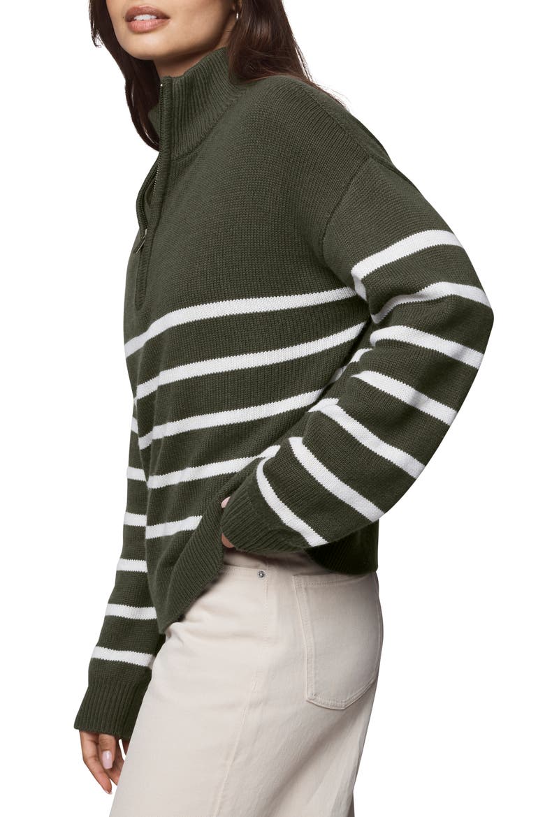 Georgie Stripe Oversize Quarter Zip Sweater, Alternate, color, GRN SPRCE/P OAK