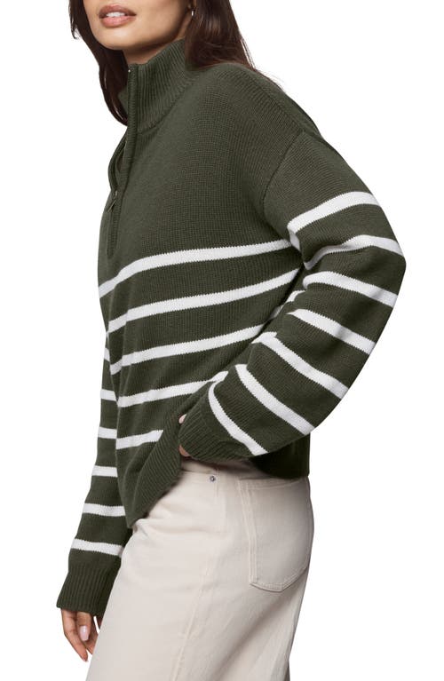 Splendid Georgie Stripe Oversize Quarter Zip Sweater In Green
