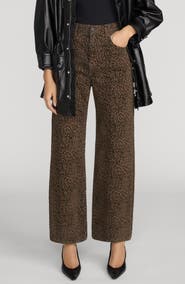 FRAME The Bow Flocked High Waist Crop Wide Leg Jeans