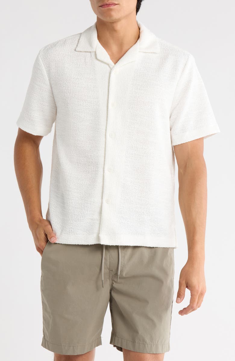 Cactus Man Texture Knit Camp Shirt, Main, color, White