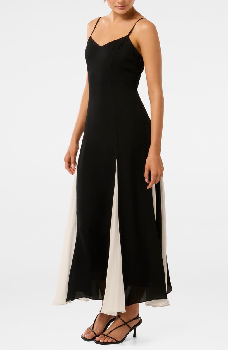 Ever New Dahlia Contrast Godet Pleat Gown, Alternate, color, Black/White