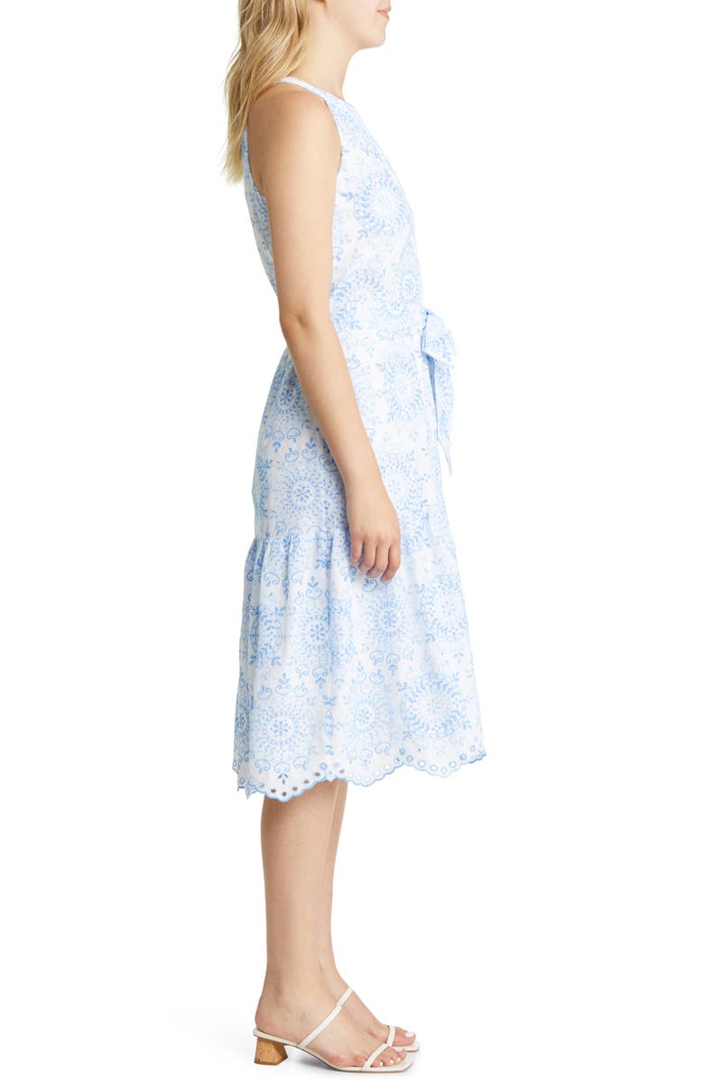 Lilly Pulitzer<sup>®</sup> Kiri Tie Waist Cotton Eyelet Midi Dress, Alternate, color, 