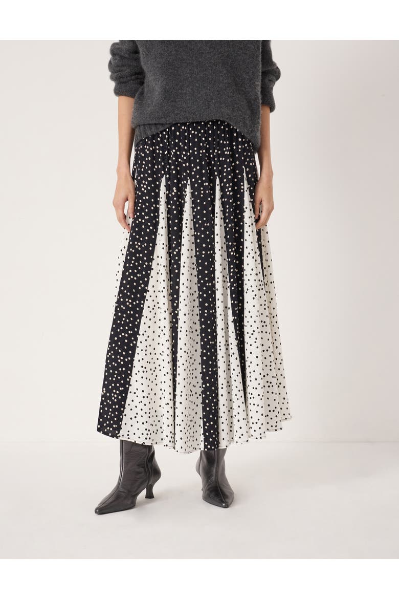 Oti Polka Dot Godet Midi Skirt, Main, color, Tiny Polka Dot Mix