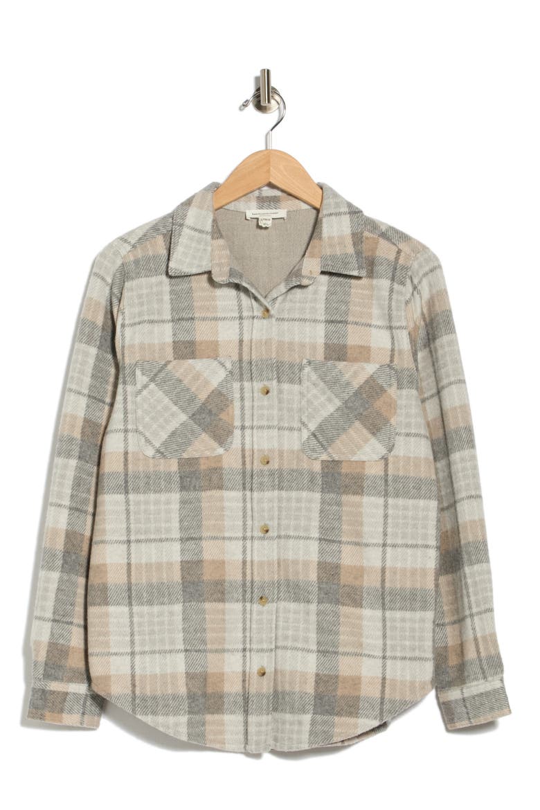 Plaid Jacquard Knit Shacket, Main, color, FOG GREY