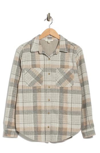 Beachlunchlounge Plaid Jacquard Knit Shacket In Fog Grey