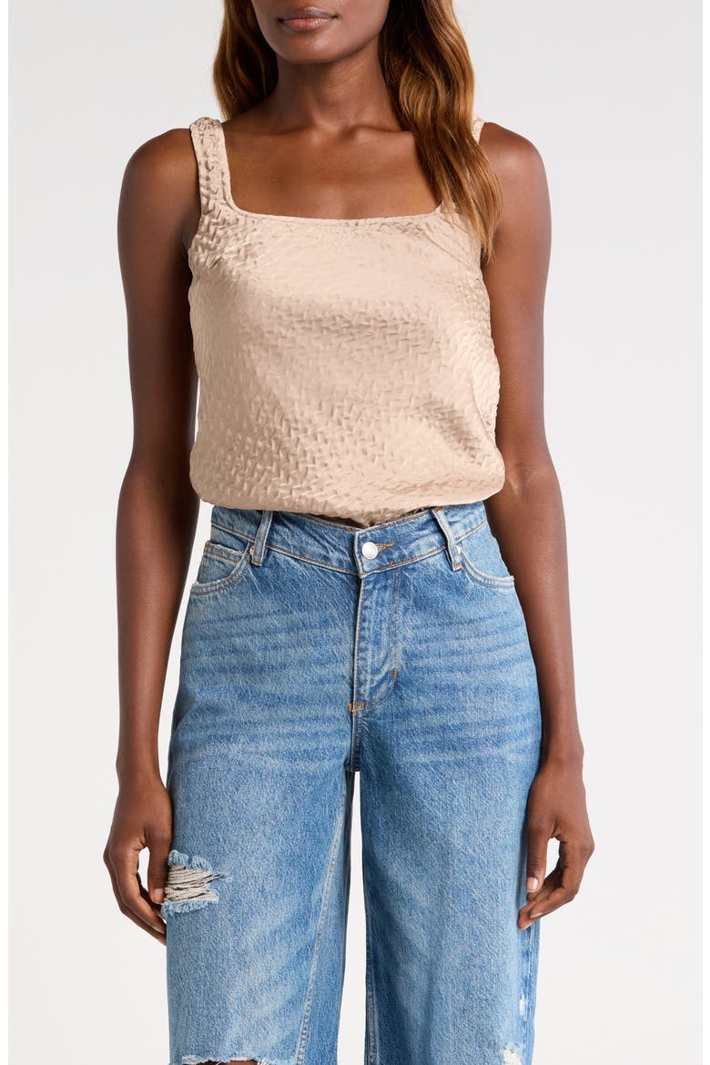 Textured Satin Tank, Main, color, CHAMPAGNE