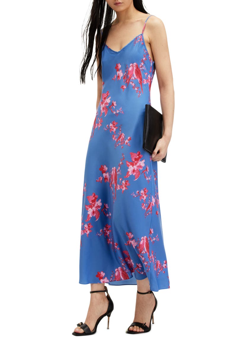 Bryony Iona Floral Print Slipdress, Alternate, color, NEON PINK