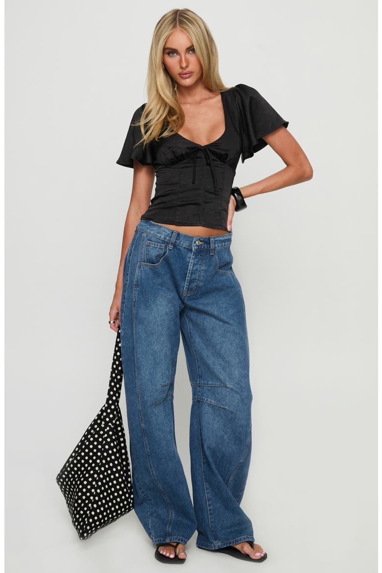 Sun Will Rise Tie Detail Satin Crop Top, Alternate, color, BLACK