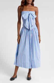 Damson Madder Mia Tie Neck Strapless Midi Dress