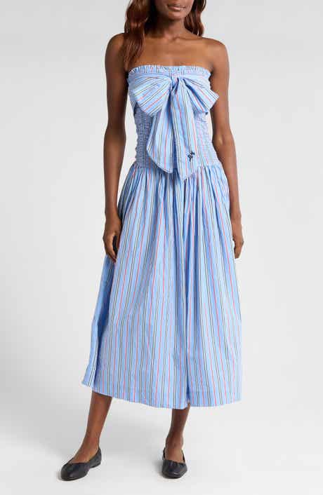 Damson Madder Mia Tie Neck Strapless Midi Dress