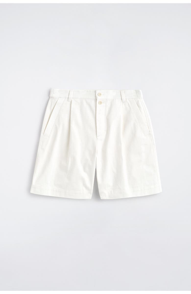 COS Pleated Denim-herringbone Shorts, Alternate, color, White