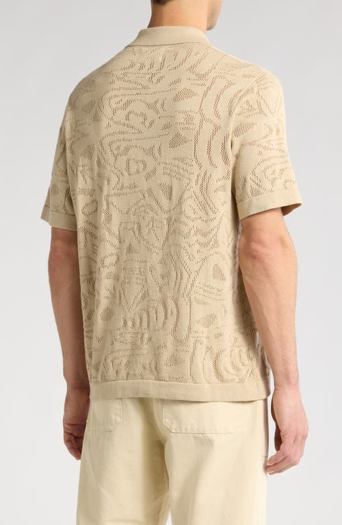 Nn07 Ryan 6692 Abstract Floral Pointelle Organic Cotton Polo In Neutral