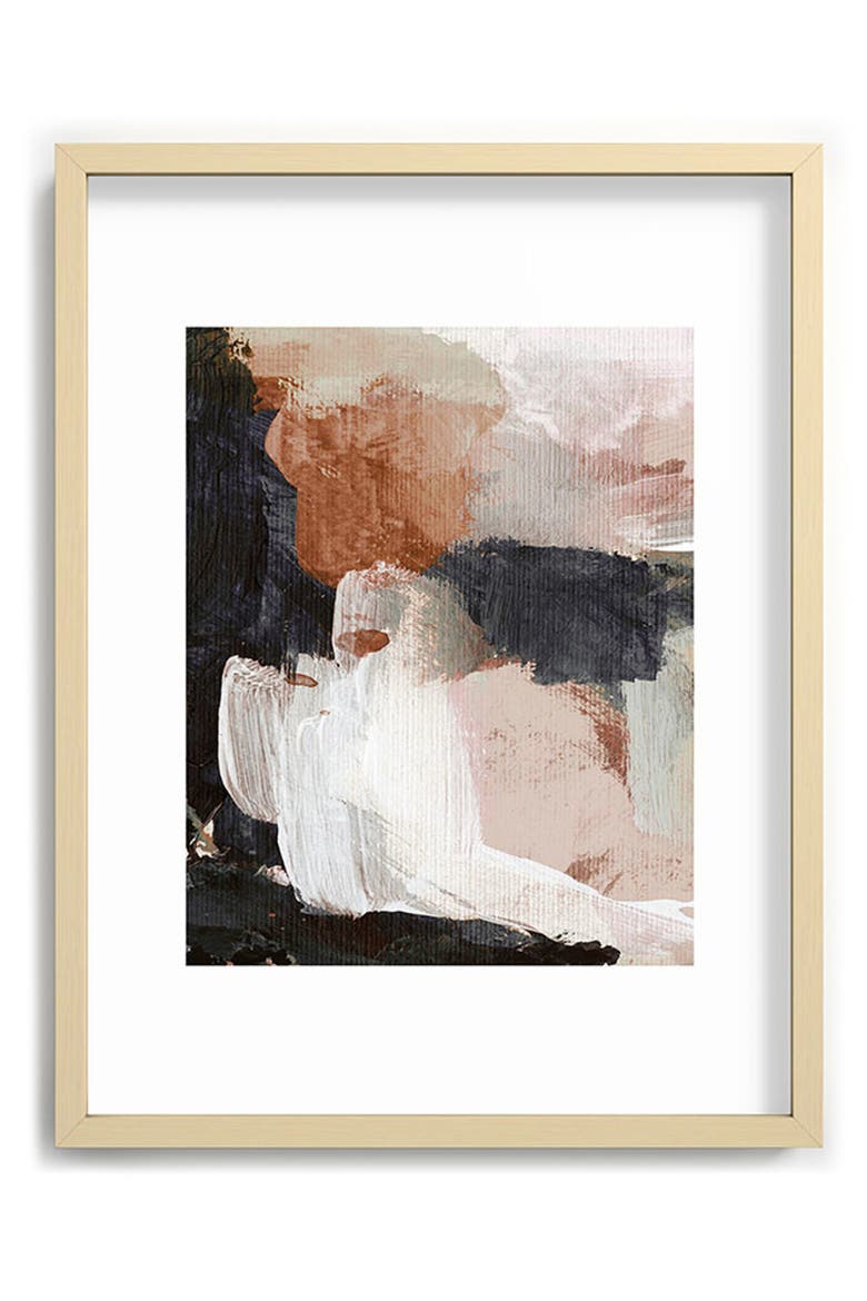 Earthly Abstract Framed Art Print, Main, color, ORANGE