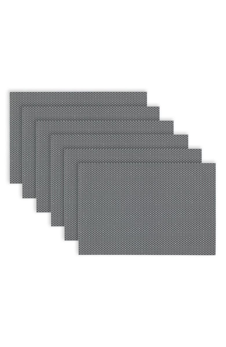DAINTY HOME Set of 6 Vinyl Placemats, Alternate, color, Embedded Sparkles Silver