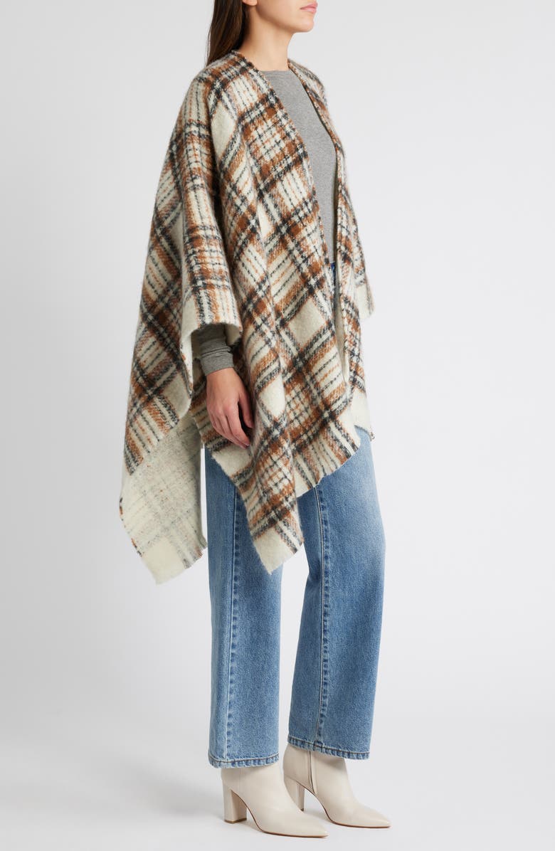 Treasure & Bond Plaid Fringed Ruana, Alternate, color, 