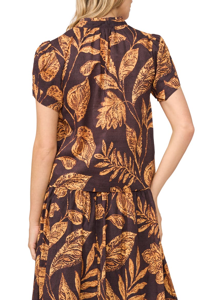 Ruffle Neck Flutter Sleeve Cotton Top, Alternate, color, RUM RAISIN