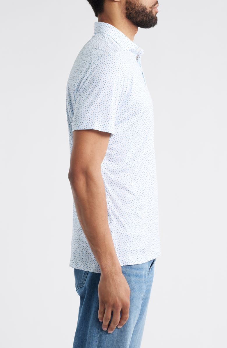 johnnie-O Plumeria Floral Featherweight Performance Polo, Alternate, color, Tide