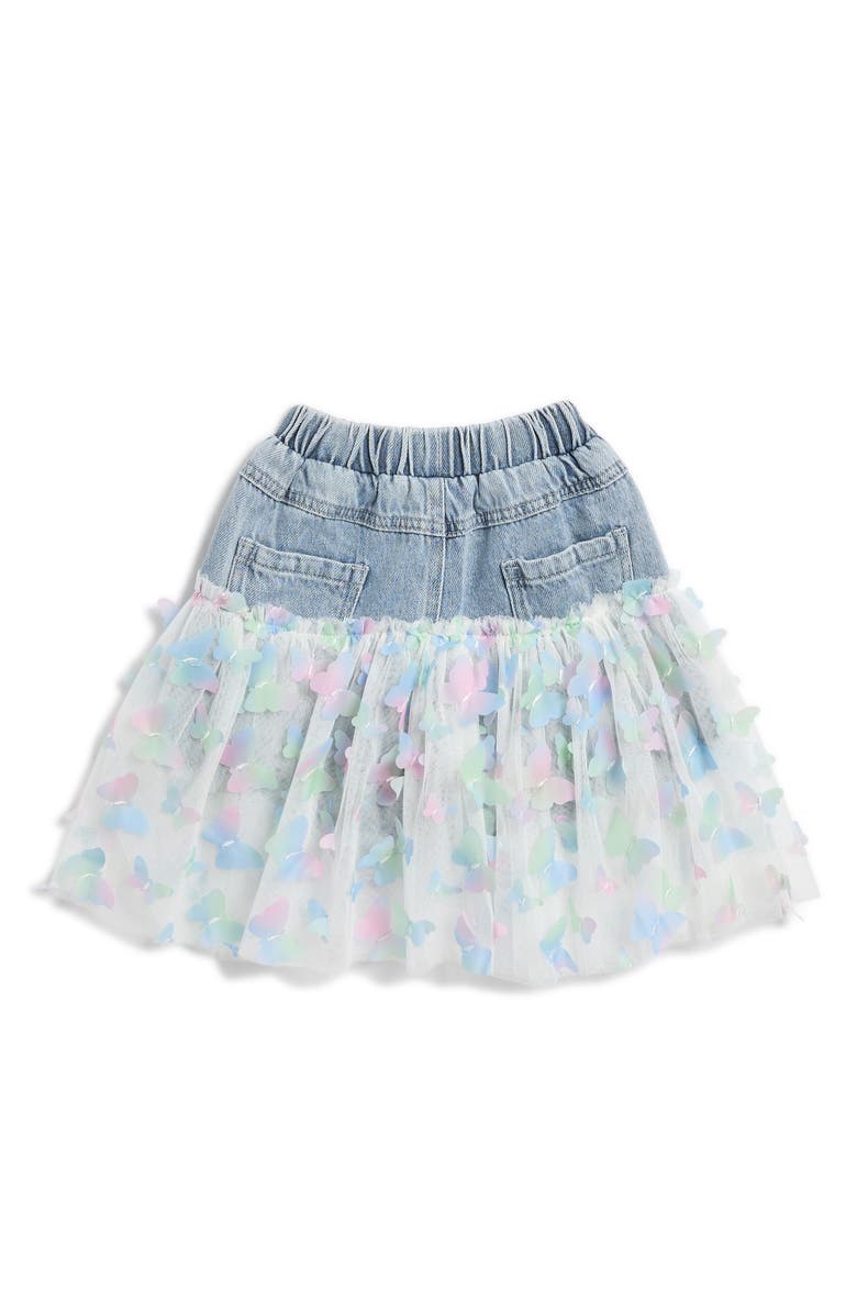 Doe A Dear Kids' Butterfly Mesh Layer Denim Shorts, Alternate, color,