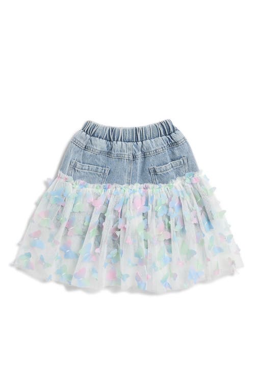 DOE A DEAR DOE A DEAR KIDS' BUTTERFLY MESH LAYER DENIM SHORTS 