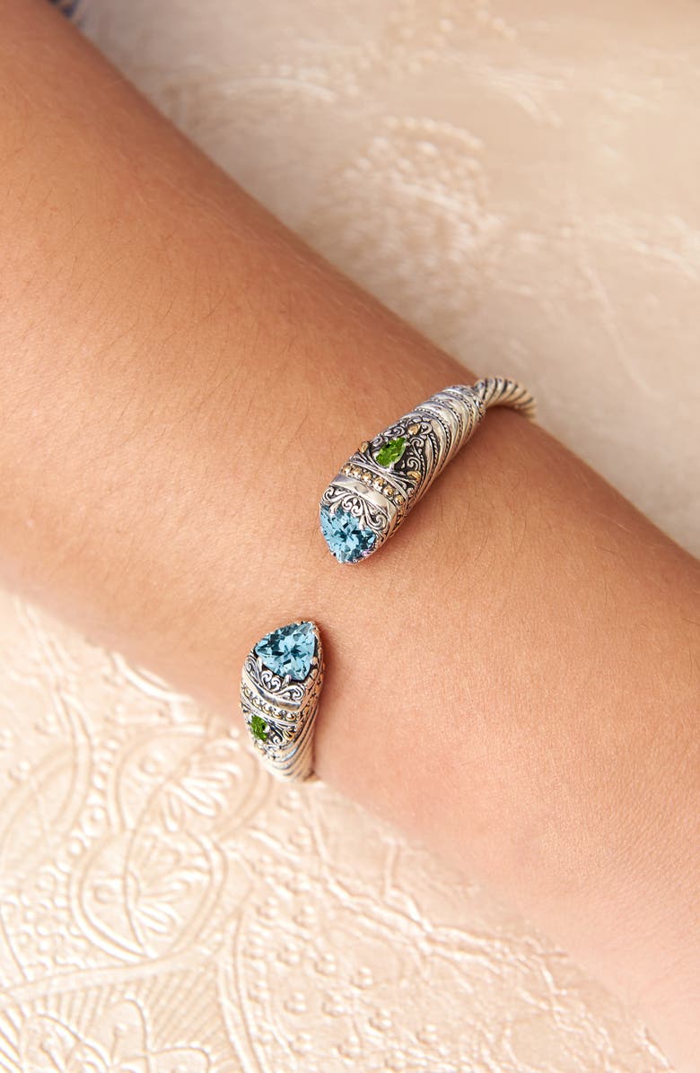 DEVATA Pink Topaz & Sterling Silver Bali Cuff Bracelet, Alternate, color,