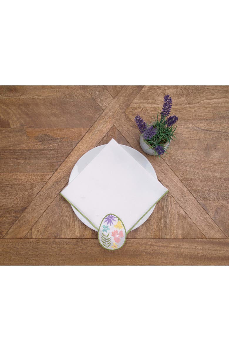 C&F Home Floral Easter Egg Embroidered Hemstitch Set of 6 Cloth Napkins, Alternate, color, Pink