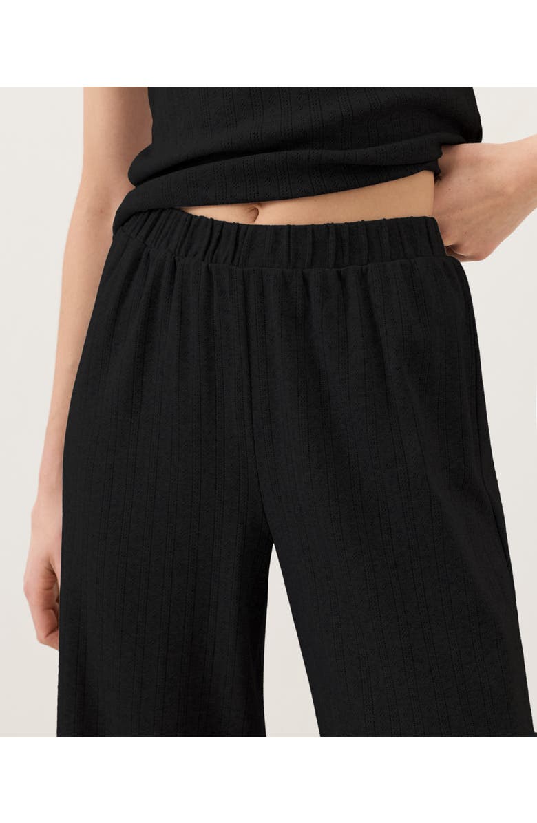 Pact Organic Cotton Pointelle Wide Leg Pant, Alternate, color, Black