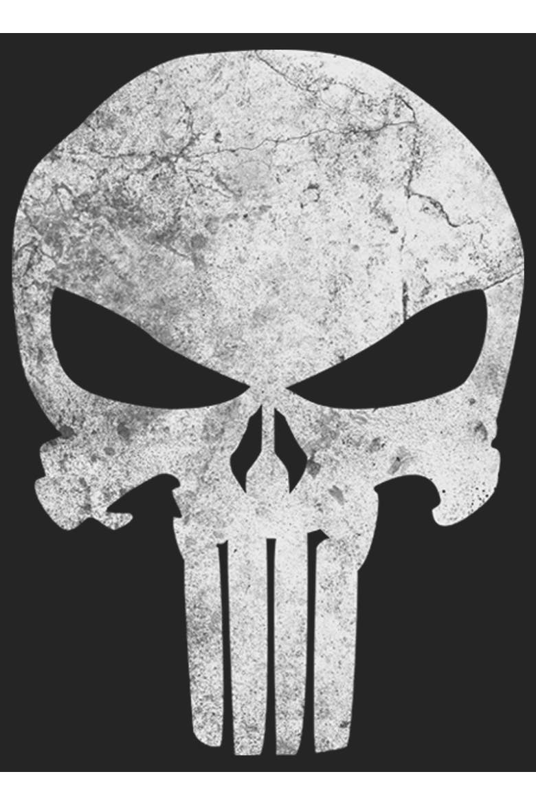 Men's Marvel Punisher Retro Skull Symbol Pull Over Hoodie, Alternate, color, Black