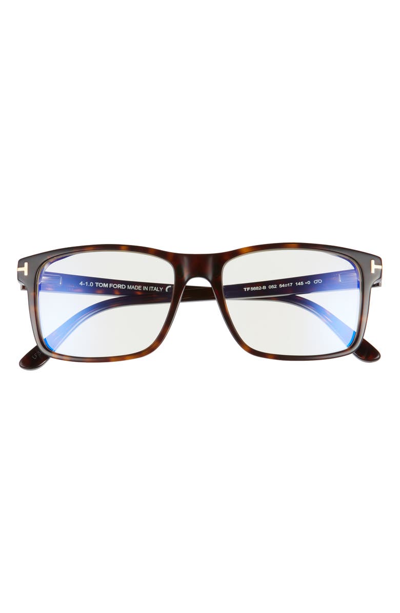 TOM FORD 54mm Blue Light Blocking Glasses & Clip-On Sunglasses, Alternate, color, 