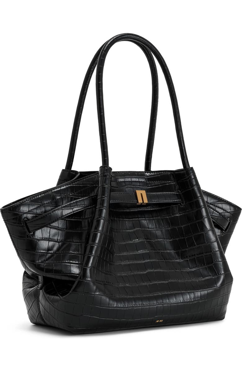 JW PEI Medium Hana Croc Embossed Faux Leather Tote, Alternate, color, Black Croc