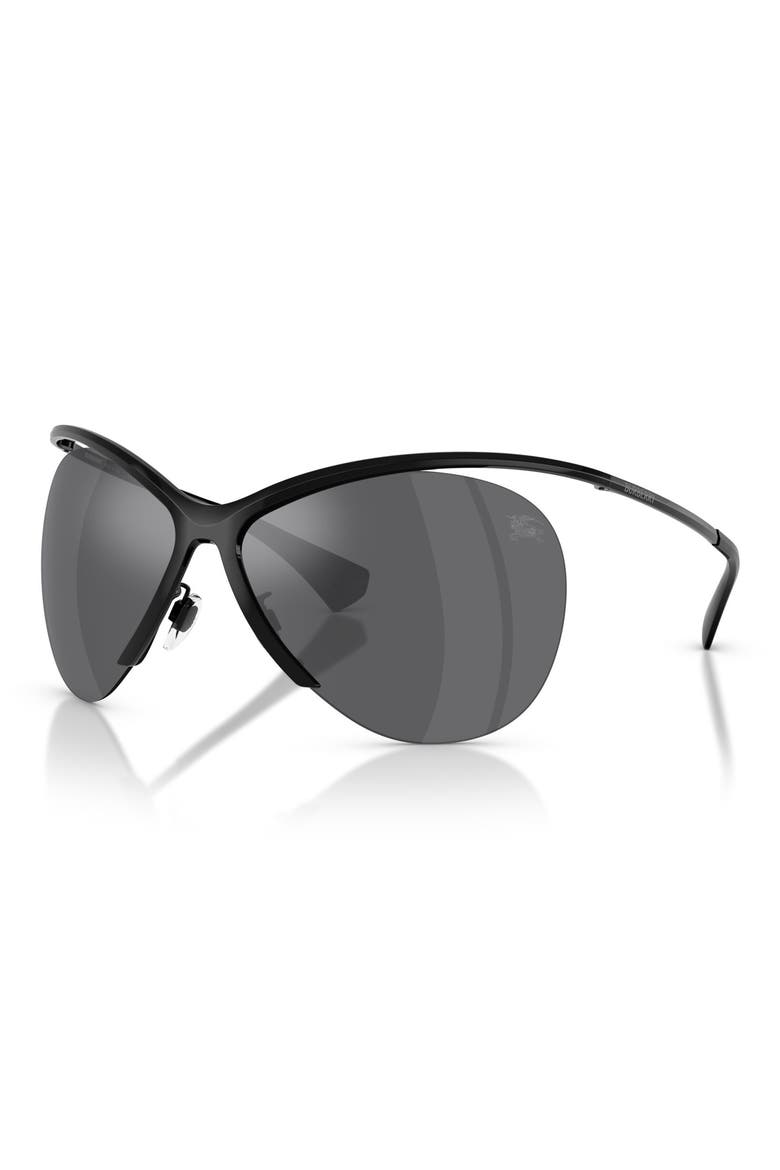 137mm Cat Eye Sunglasses, Alternate, color, BLACK / GREY MIRROR SILVER