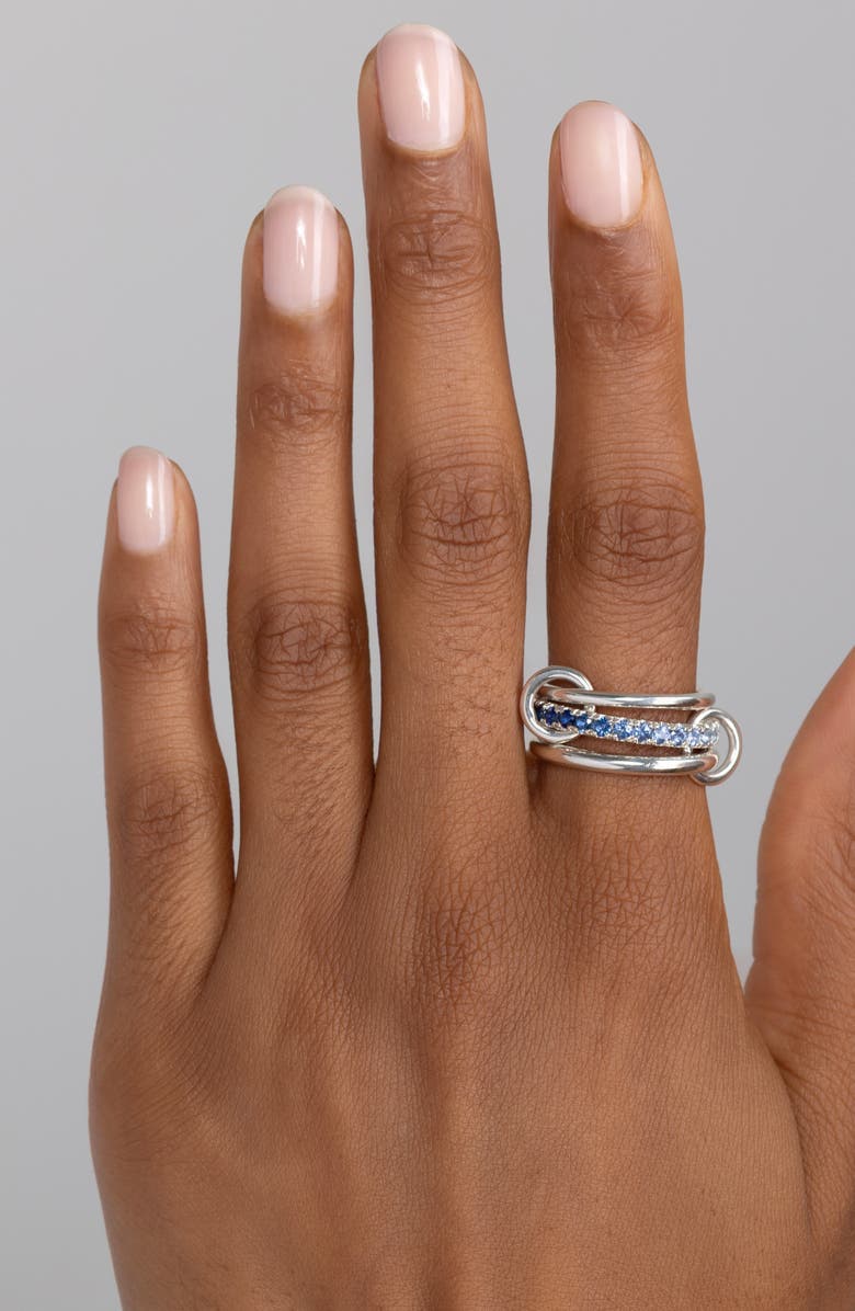 Spinelli Kilcollin Petunia Ombré Blue Sapphire Linked Ring, Alternate, color, Silver
