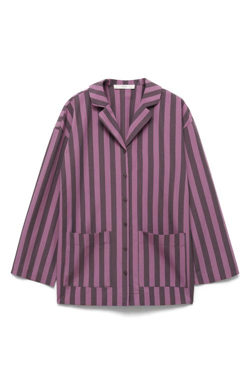 MANGO MANGO COTTON STRIPED PAJAMA SHIRT 