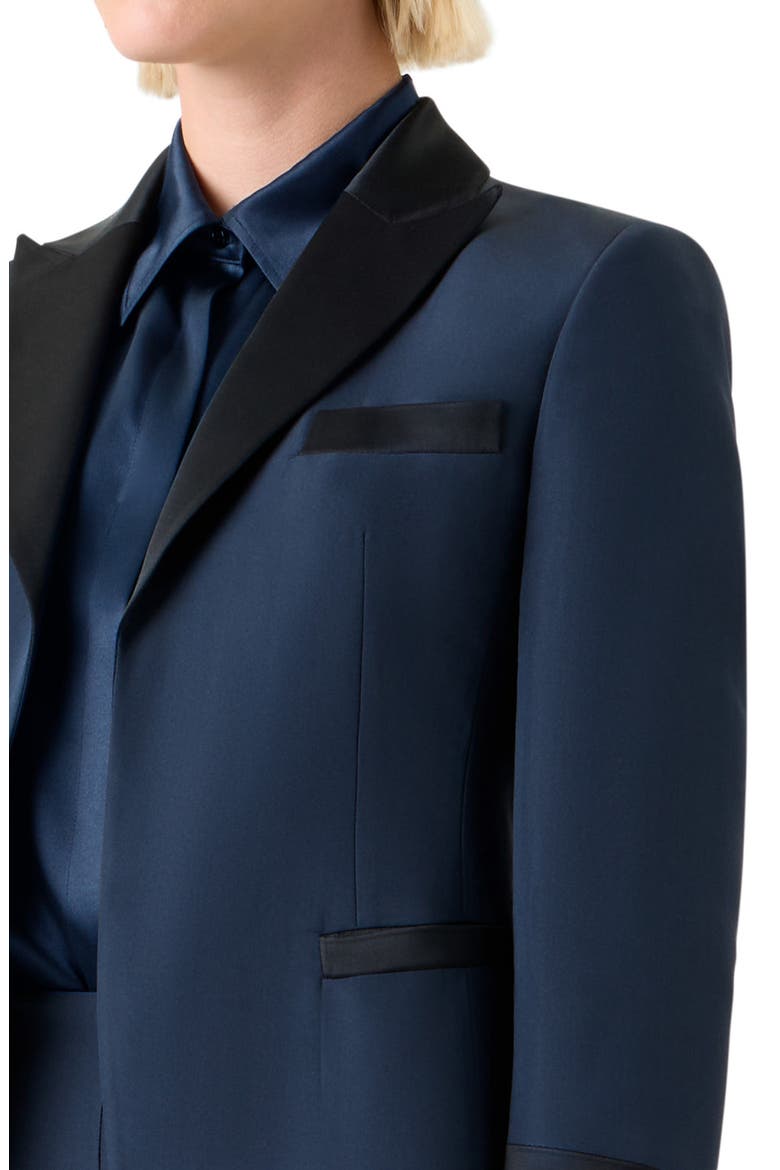 Deneuve Silk Crop Blazer, Alternate, color, NAVY