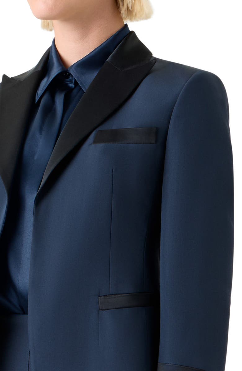 Akris Deneuve Silk Crop Blazer, Alternate, color, Navy