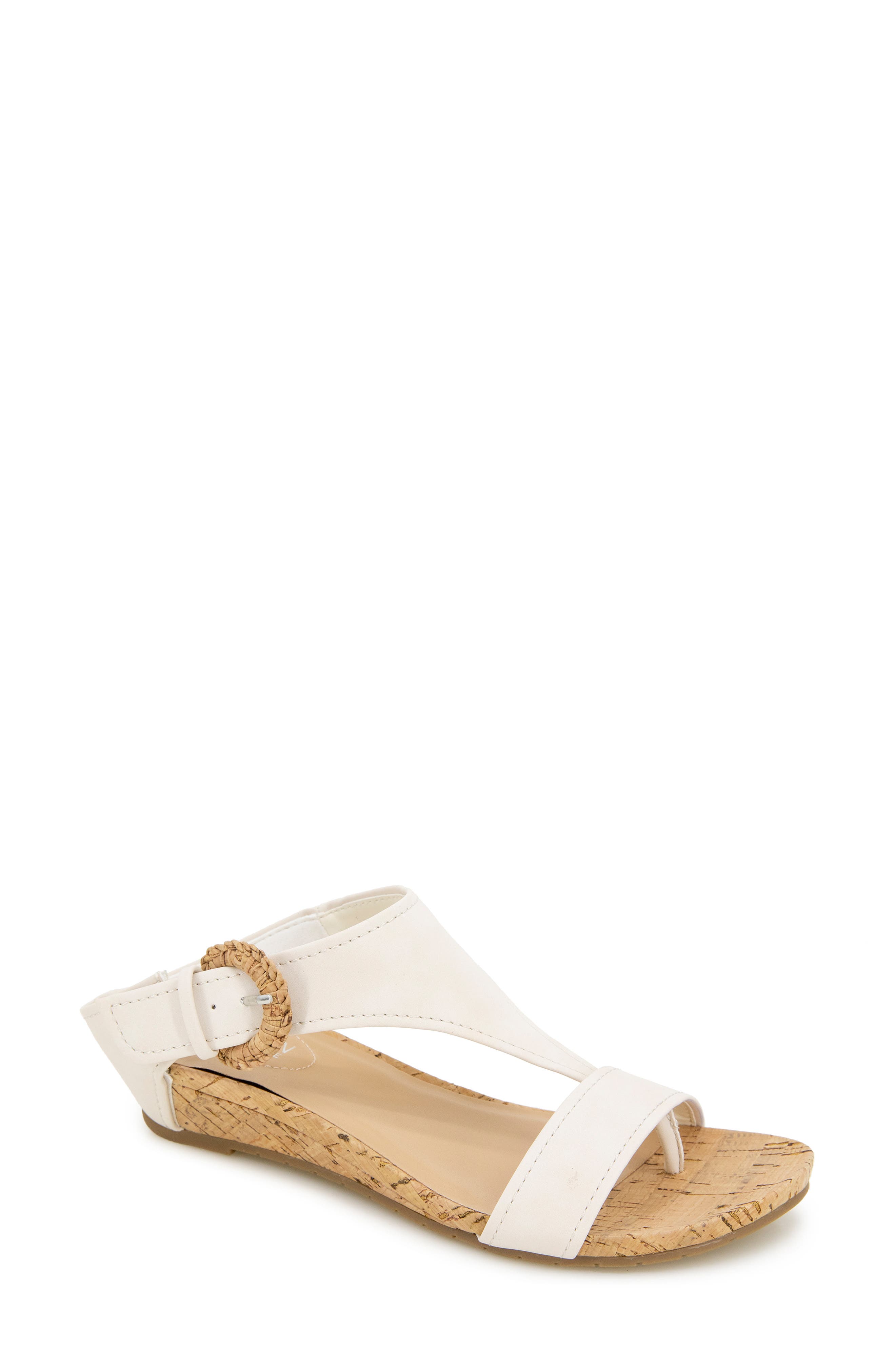 Great Buckle Wedge Sandal, Main, color, CREAM
