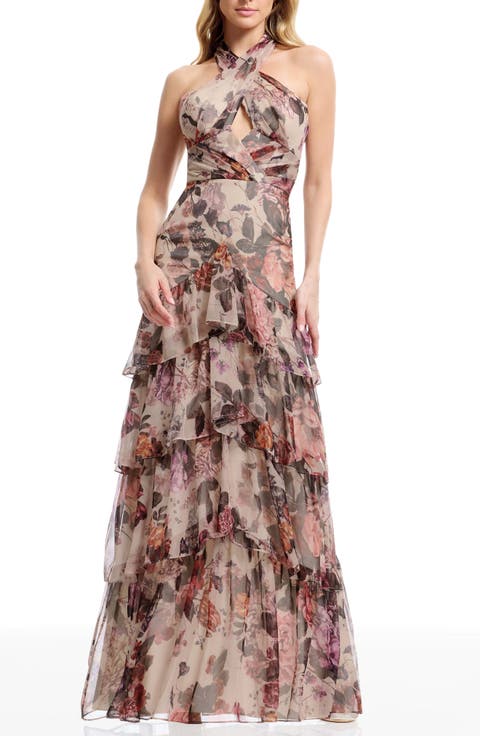 Maya Cutout Halter Evening Gown