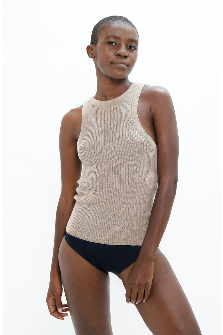 Sao Paulo Racer Knitted Top, Main, color, Sand