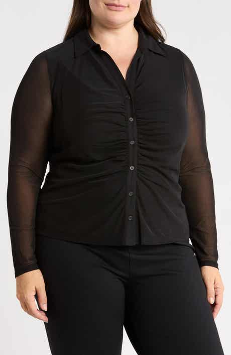 Ruched Front Mesh Top