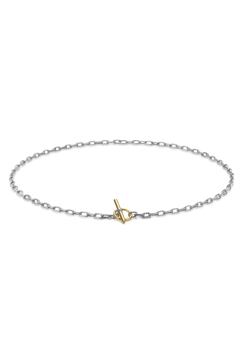DY Madison® Toggle Chain Necklace in Sterling Silver with 18K Yellow Gold, 3mm, Alternate, color, SILVER