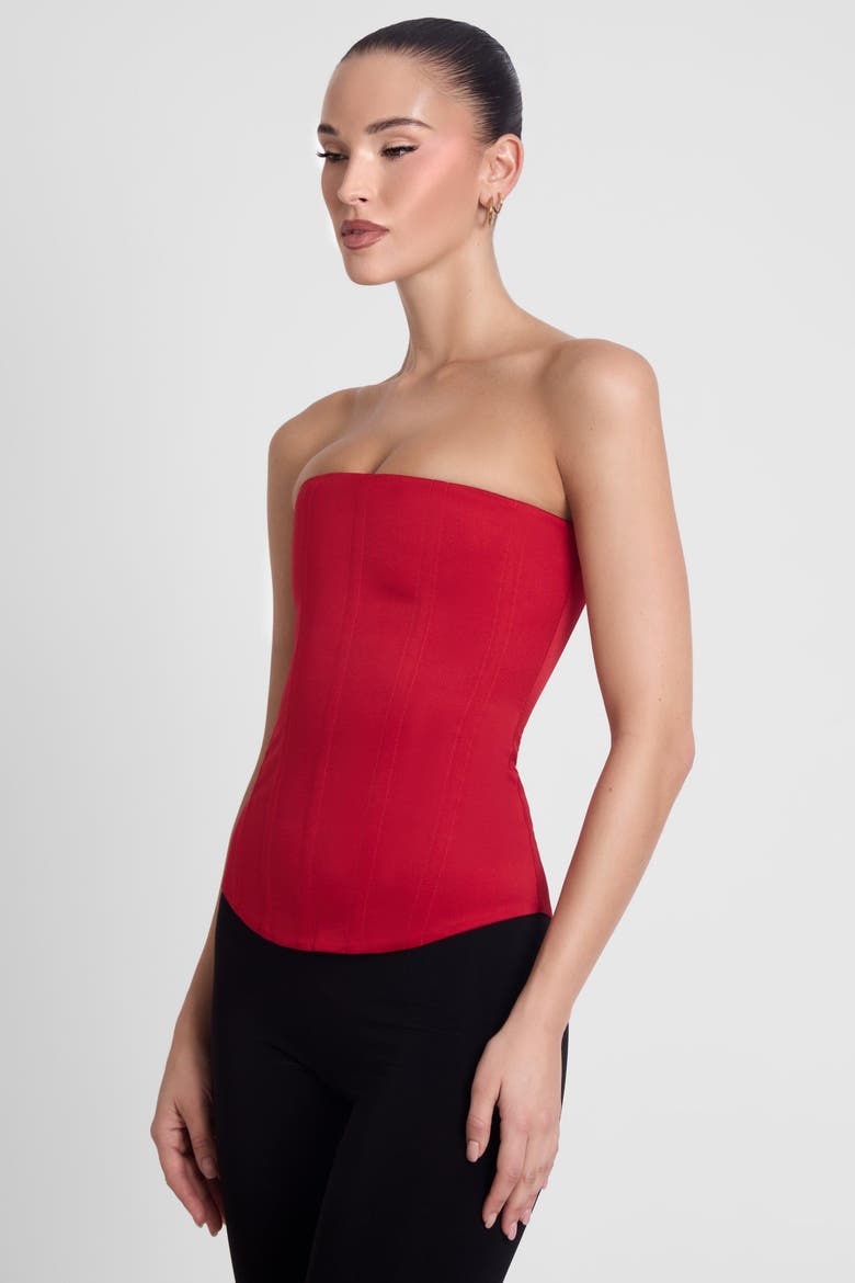 Sphynx Satin Corset Top, Alternate, color, Red