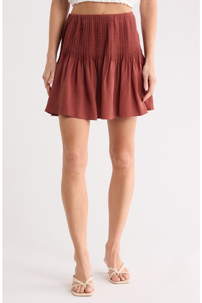 Pintuck Miniskirt, Main, color, HARVEST RED