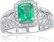 SOUZANA by Suzy Levian 14K Gold 1.29ct Emerald & 1.08cttw Diamond Ring