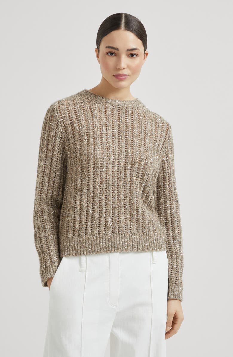 Brunello Cucinelli Dazzling rib sweater, Alternate, color, Camel