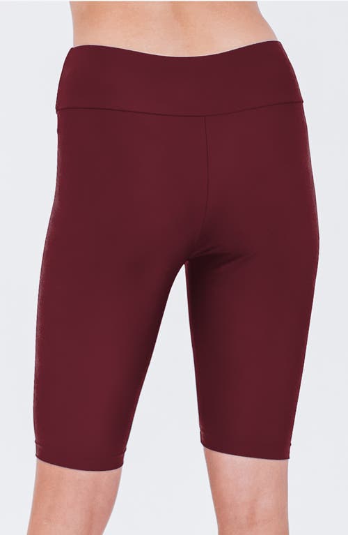 Calypsa Long Bike Swim Shorts In Burgundy