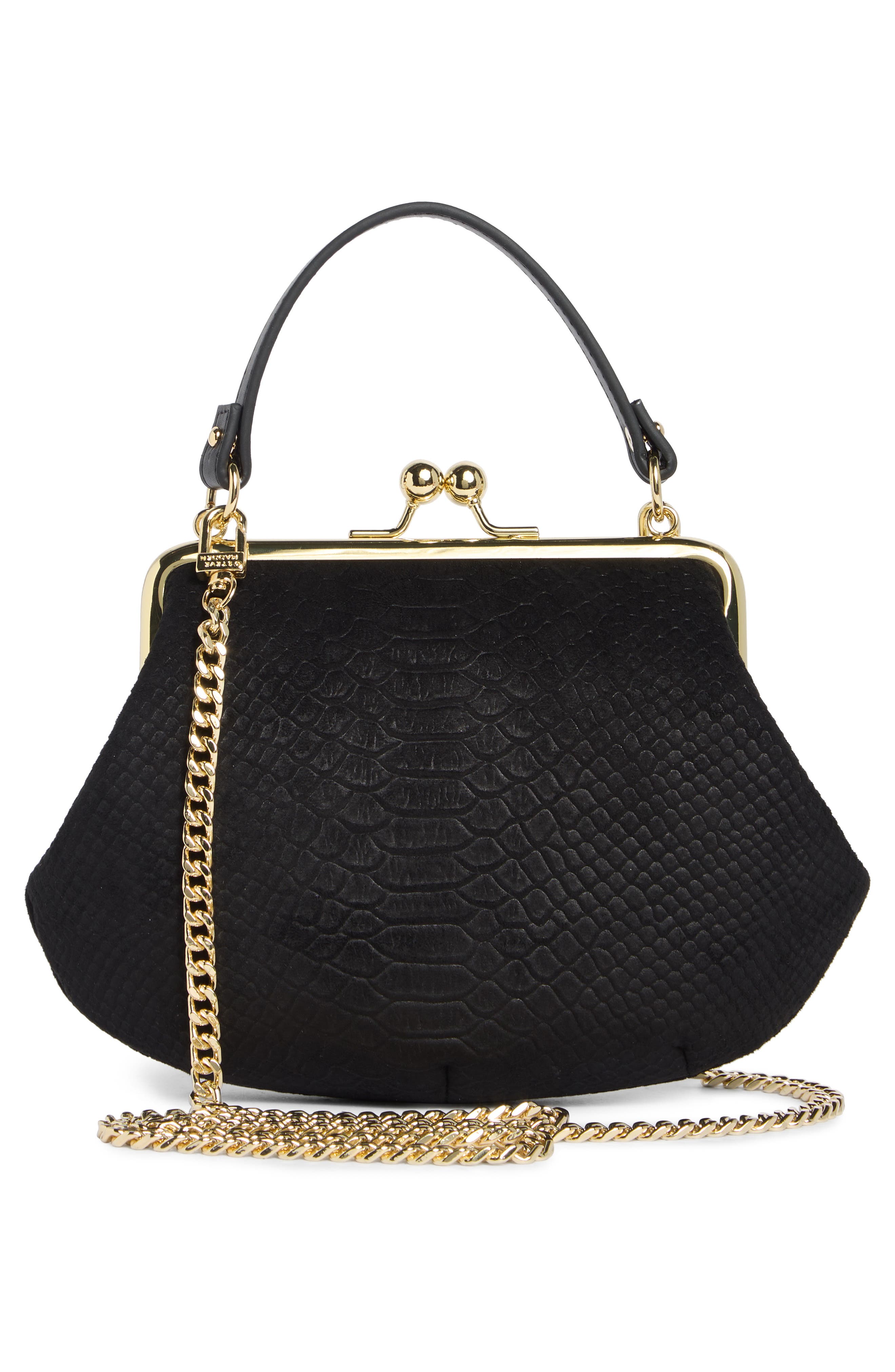 Blucca Faux Snakeskin Crossbody Bag, Alternate, color, BLACK SNAKE EMBOSS SUEDE