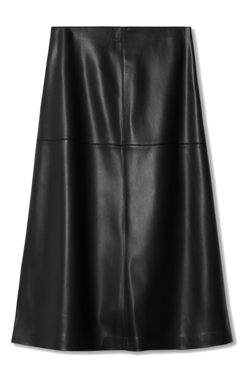 MANGO Faux Leather A-Line Skirt, Alternate, color,