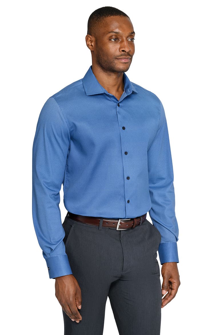 Slim Fit Micro Geo Reworked Cotton Dress Shirt, Alternate, color, NAVY/ BLUE