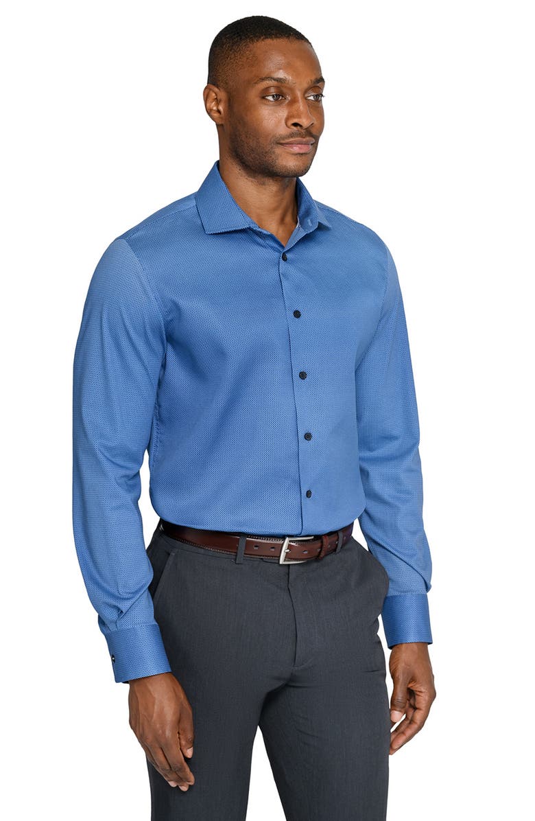 W.R.K Slim Fit Micro Geo Reworked Cotton Dress Shirt, Alternate, color, Navy/ Blue