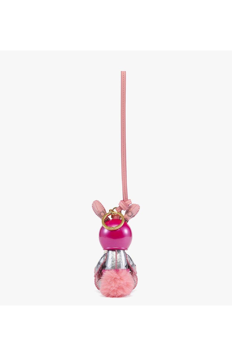 MCM Aren Space Rabbit Charm in Visetos, Alternate, color, Soft Pink